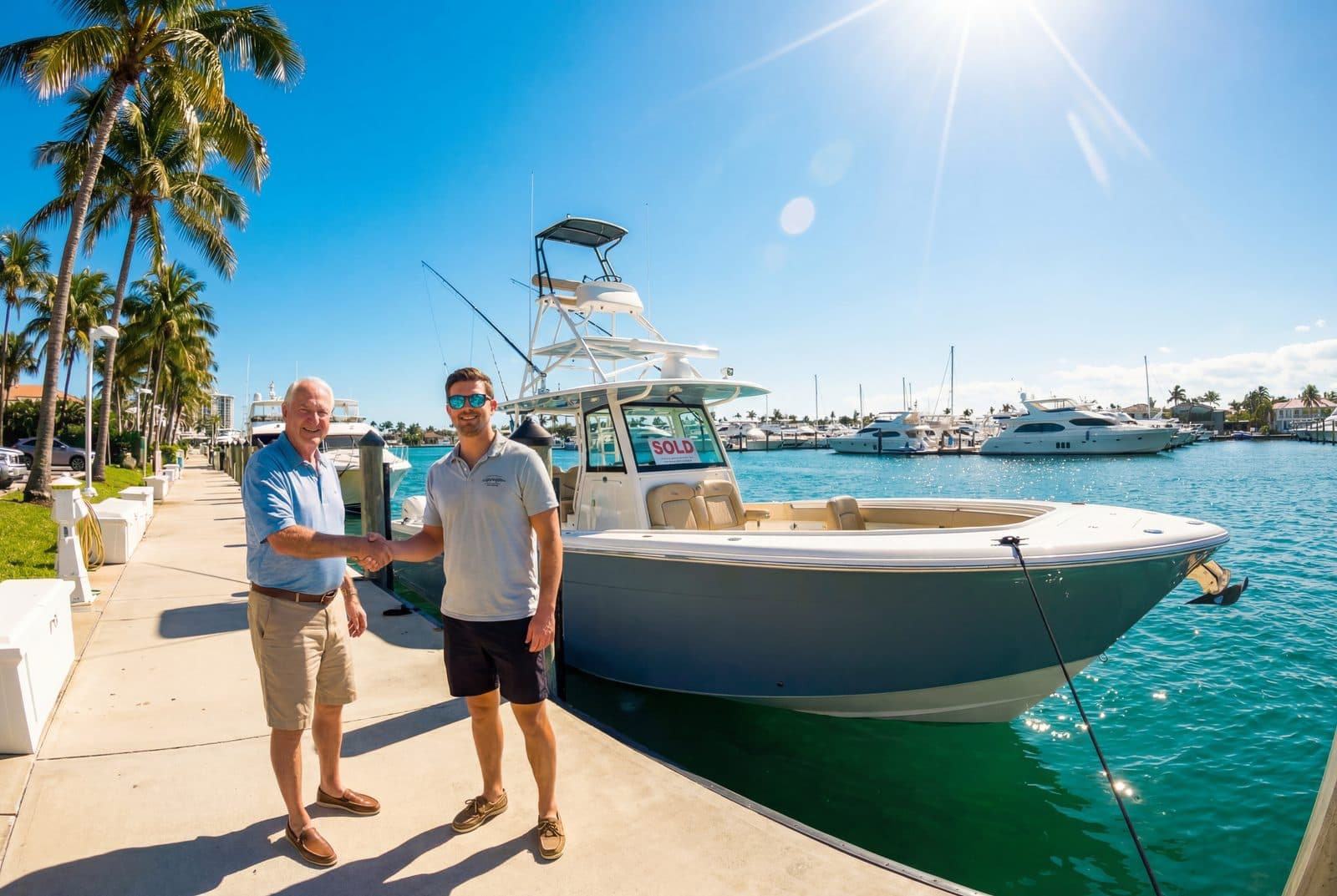 Yacht broker vessel valuation in Jupiter, Florida Sell your boat in Jupiter FL — broker reviewing vessel valuation
